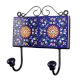 Navy Blue Yellow Floral Tiles Hooks